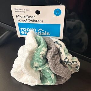Room Essentials Microfiber Hair Wraps in White, Gray, and Green